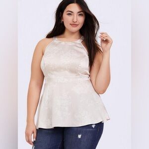 NWT TORRID Peplum Georgette Goddess Neck Tank